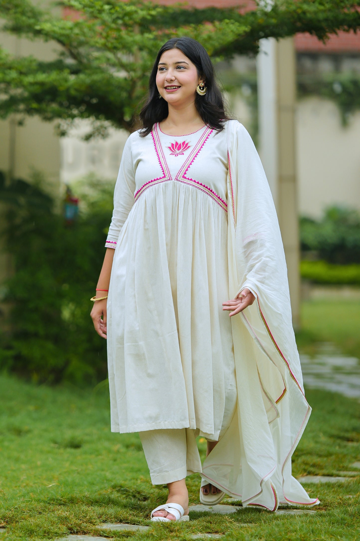 White Lotus Cotton Suit Set