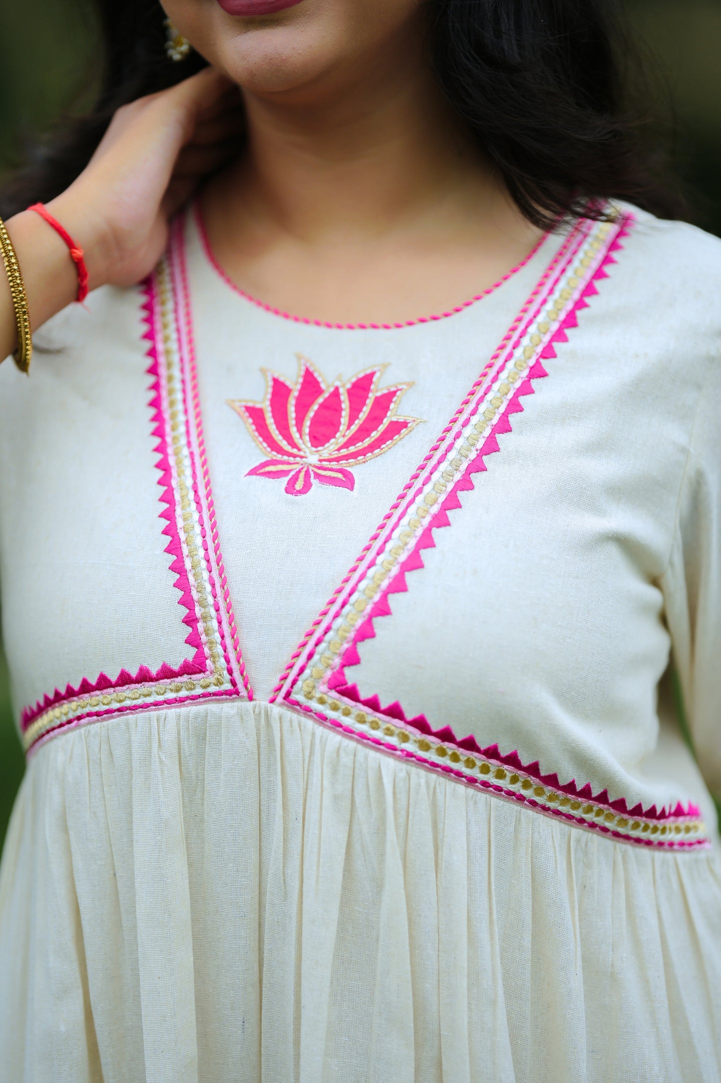 White Lotus Cotton Suit Set