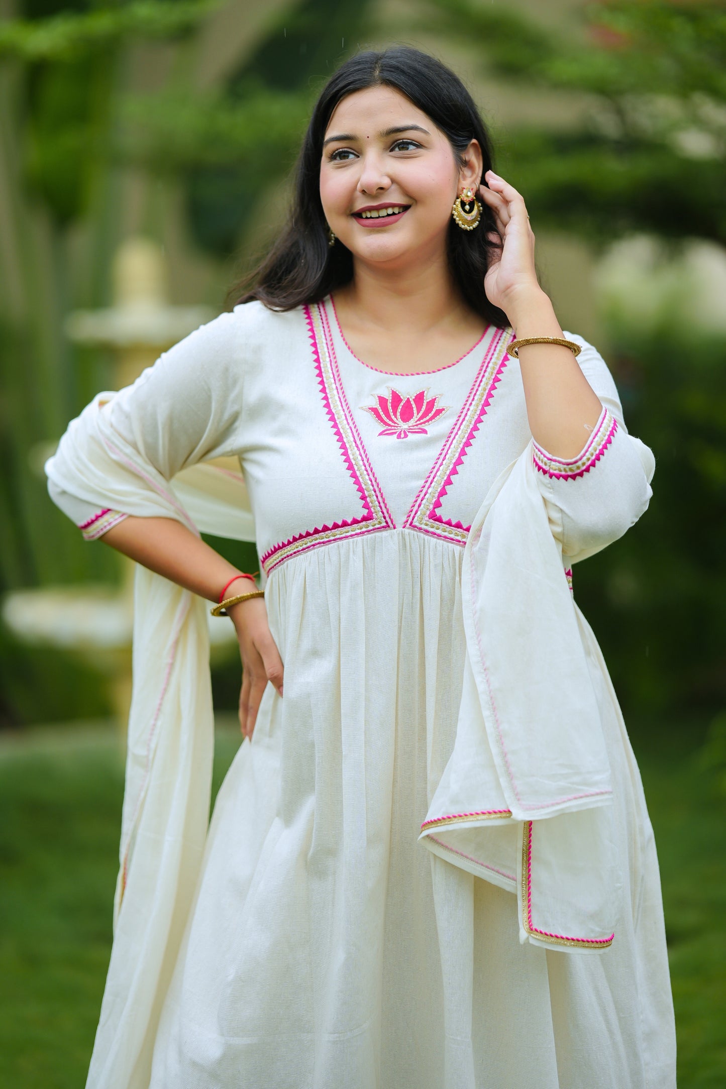 White Lotus Cotton Suit Set