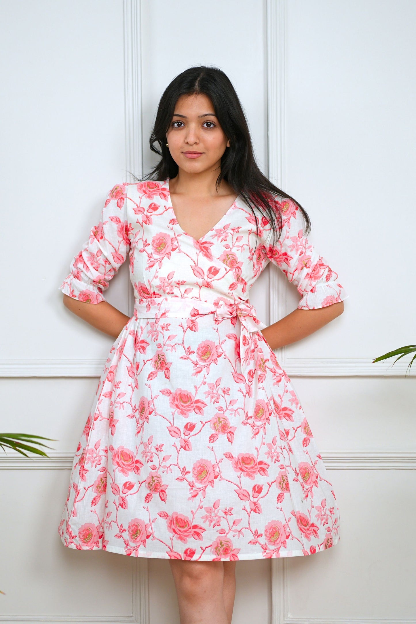 White Pink Floral Dress