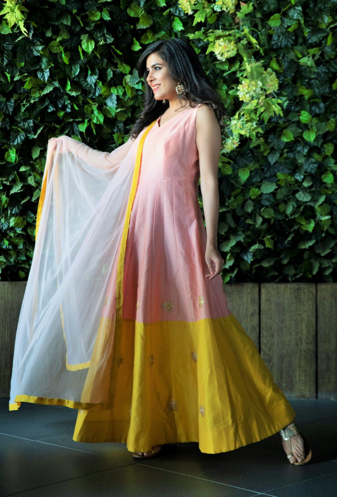 Classy Pink Yellow Suit Set