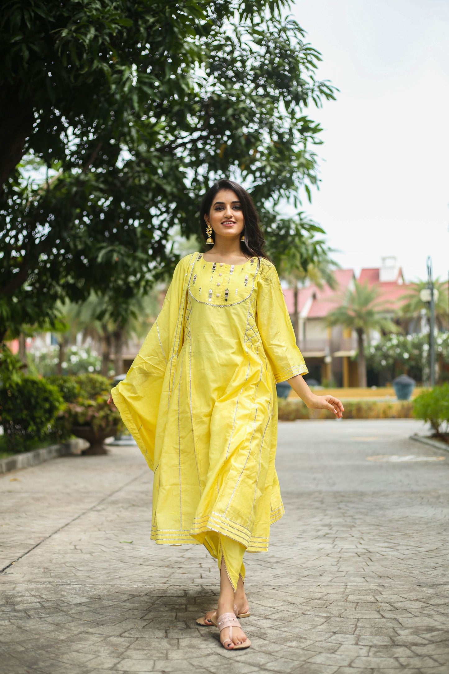 Lemon Yellow Chanderi Suit Set