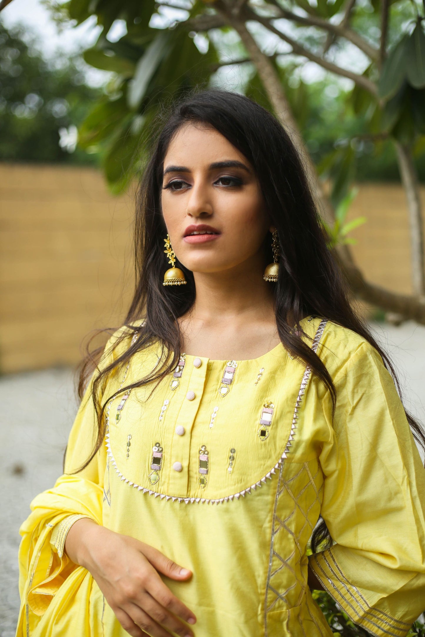 Lemon Yellow Chanderi Suit Set