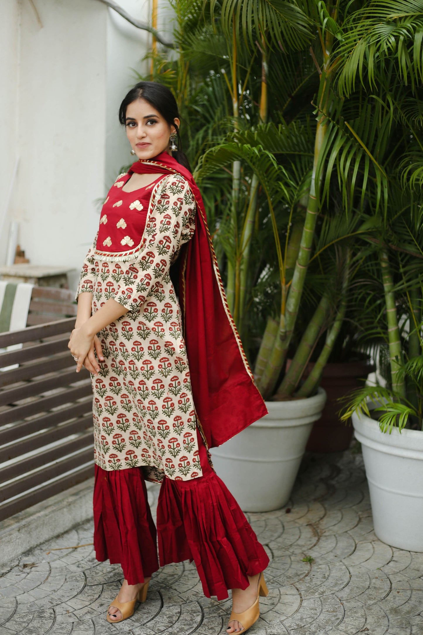 Maroon Gharara Suit Set