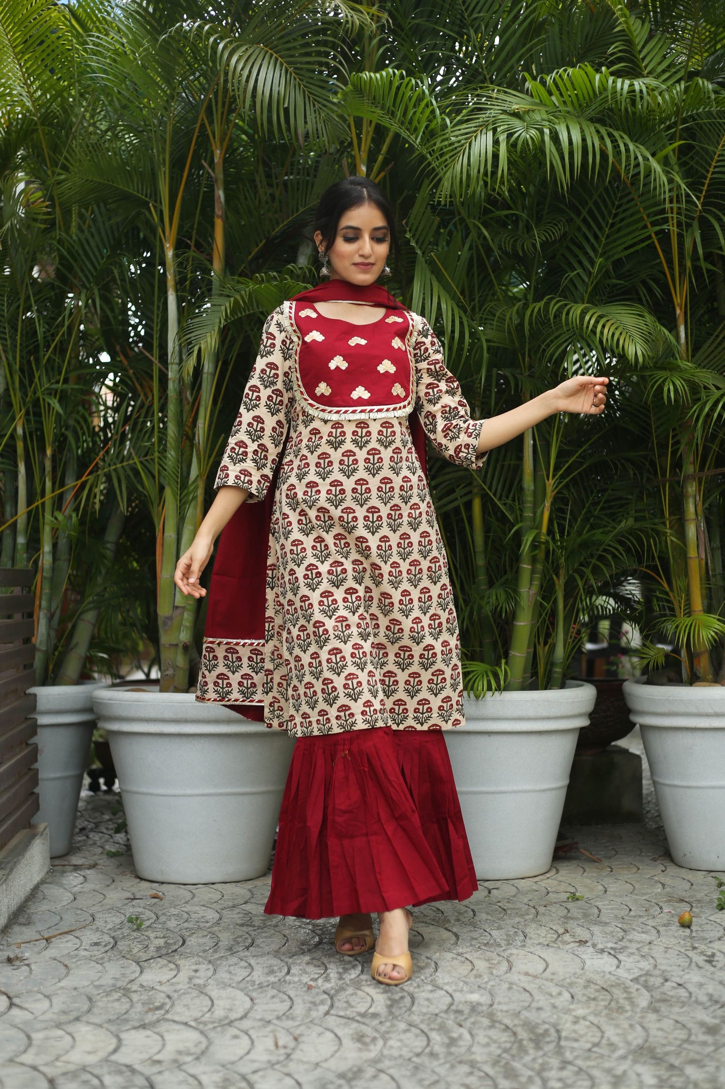 Maroon Gharara Suit Set