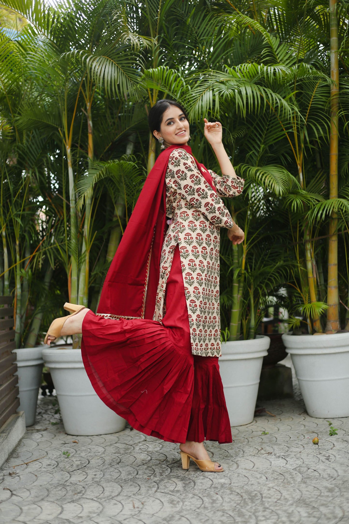 Maroon Gharara Suit Set