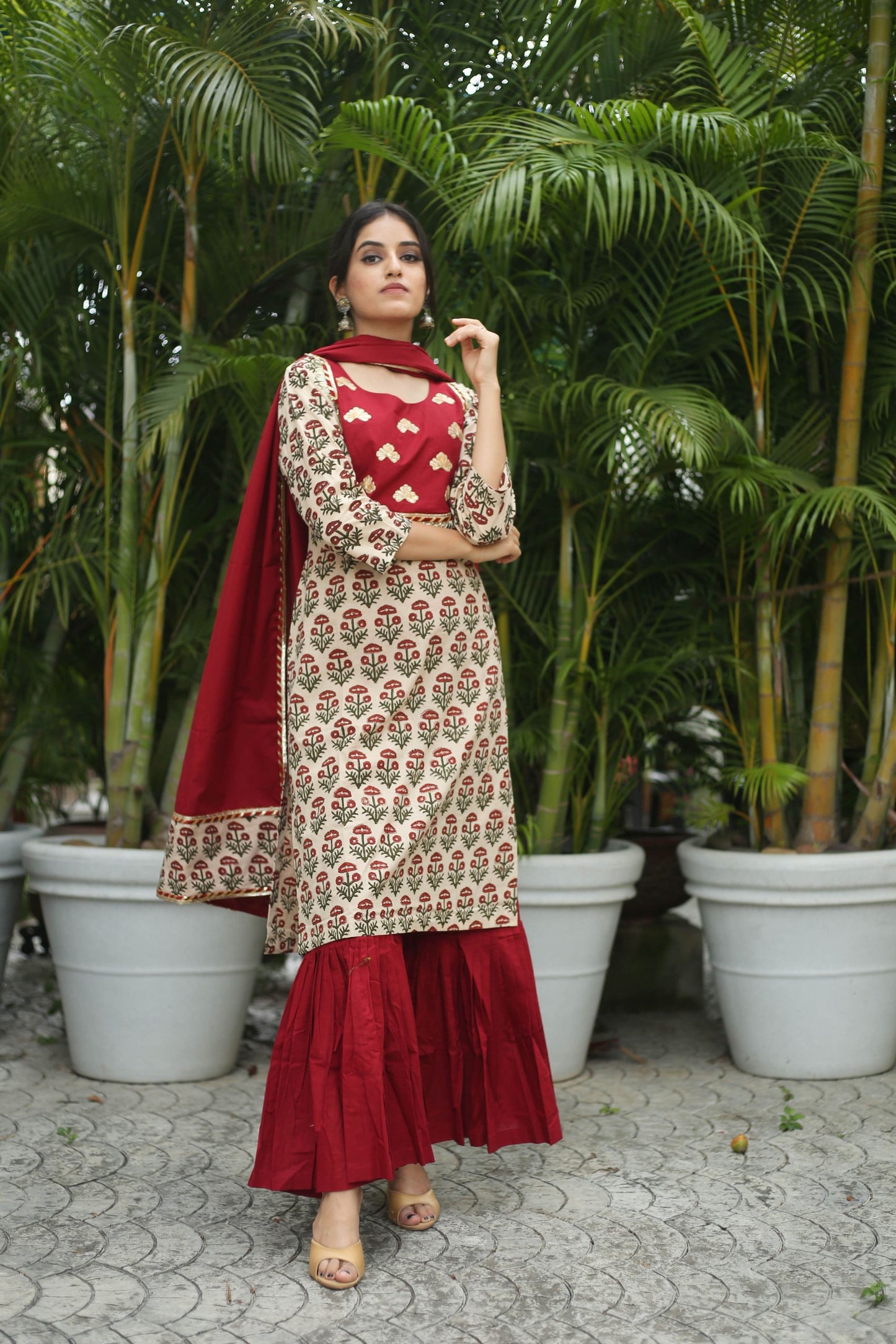 Maroon Gharara Suit Set