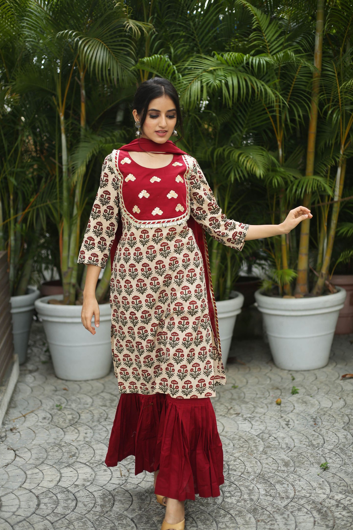 Maroon Gharara Suit Set