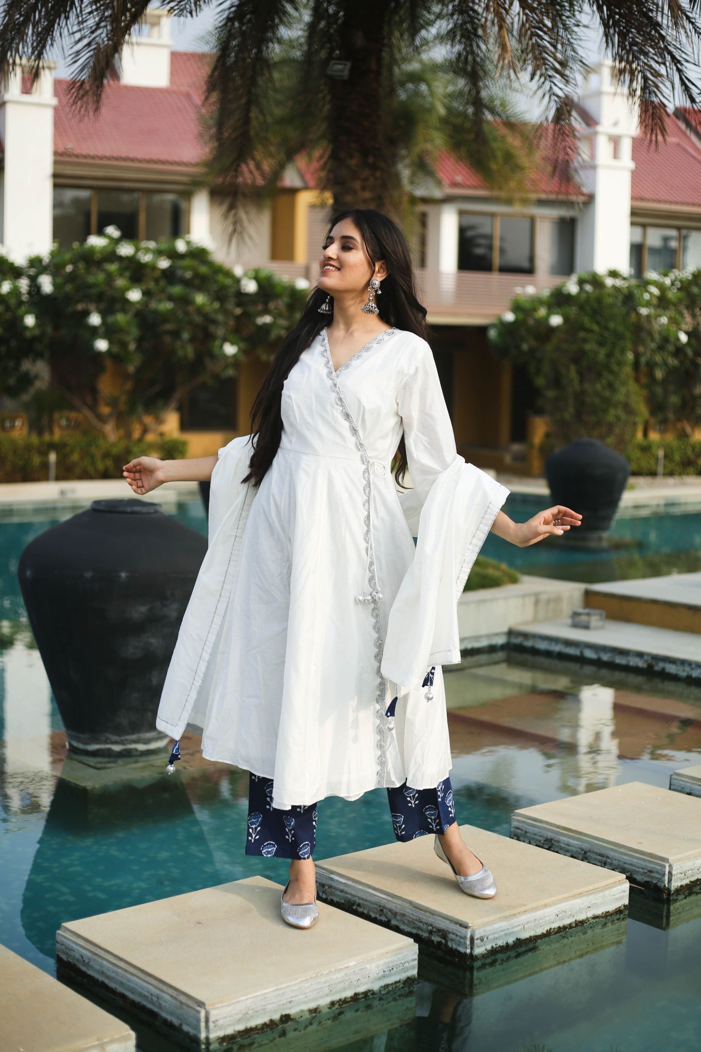 White Angarakha Kurta set - 2 pcs