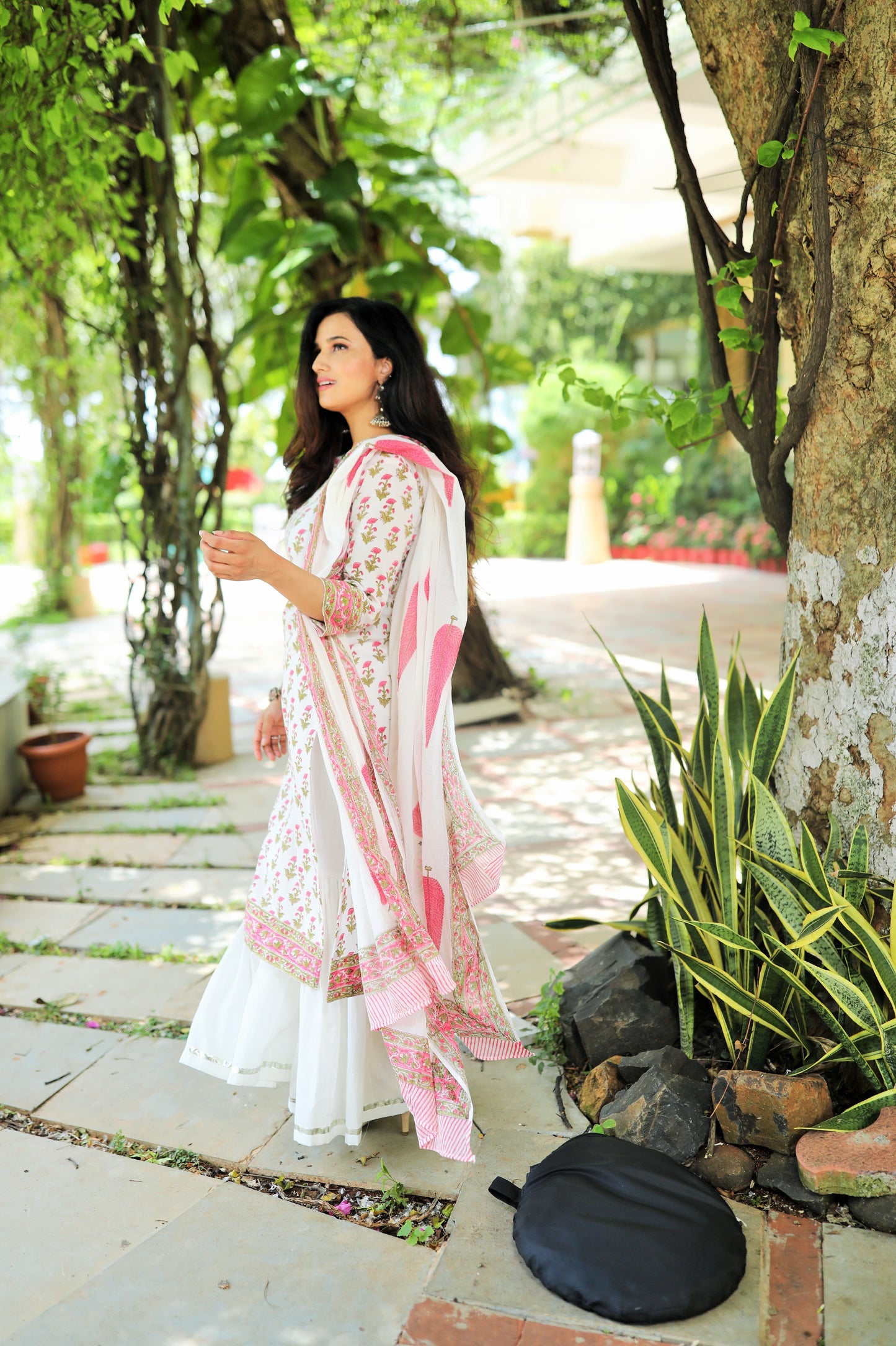 Floral White Gharara Suit Set