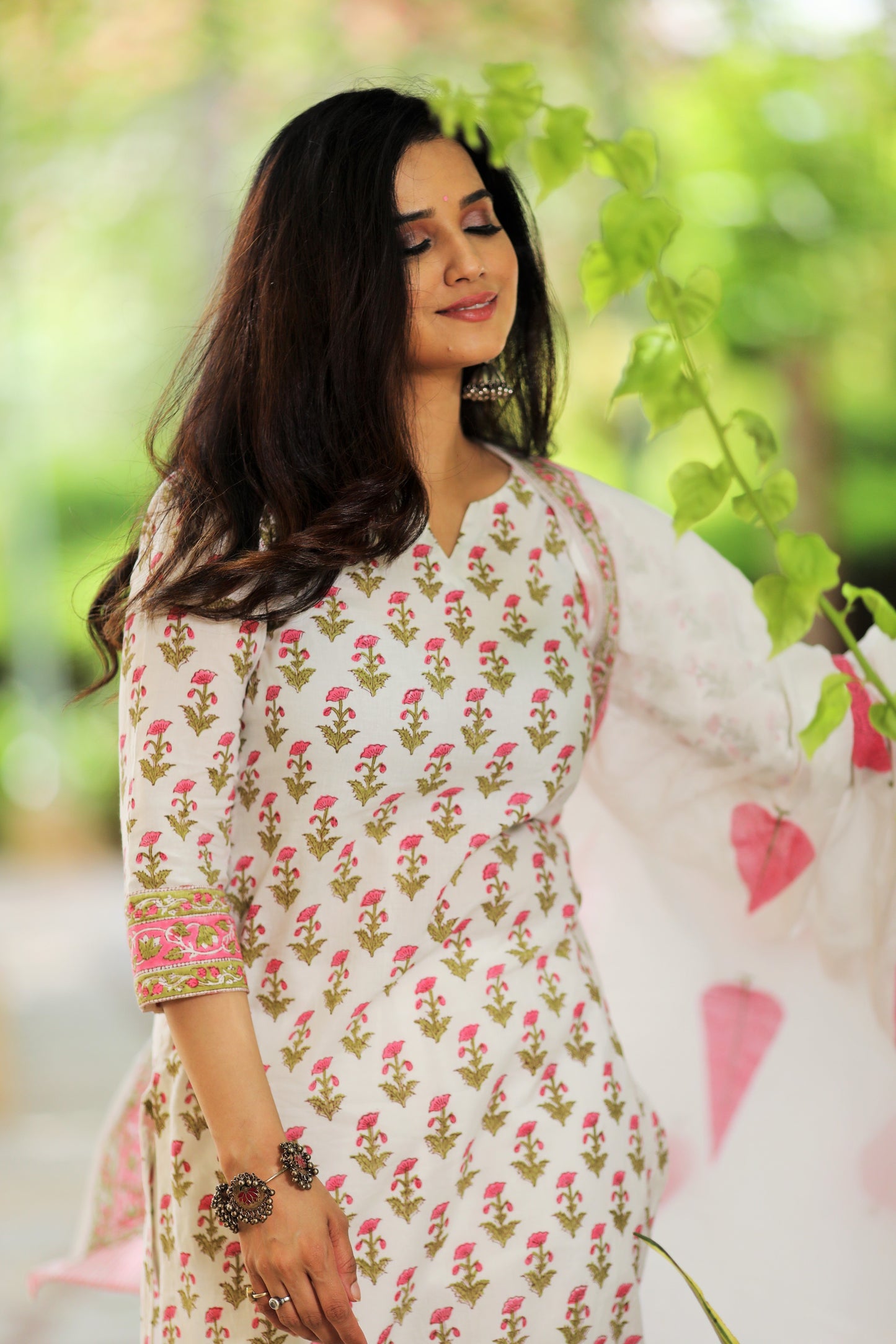 Floral White Gharara Suit Set