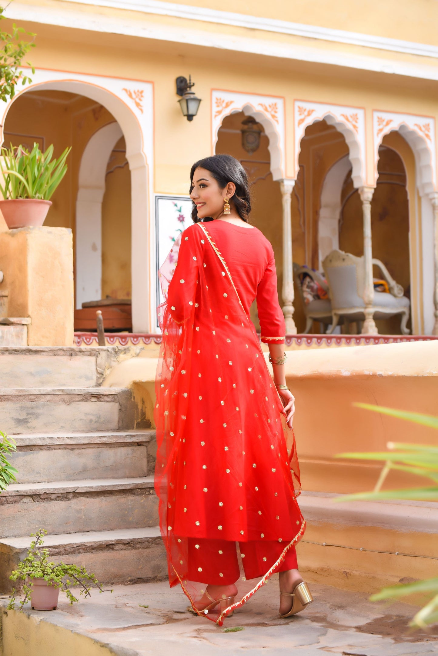 Red Angarakha Suit Set