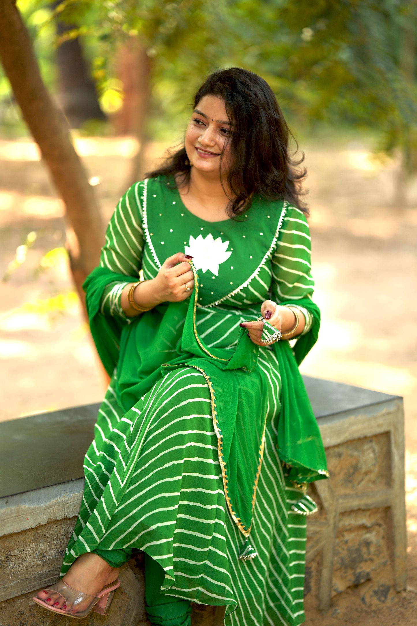 Bareli Leheriya Suit Set