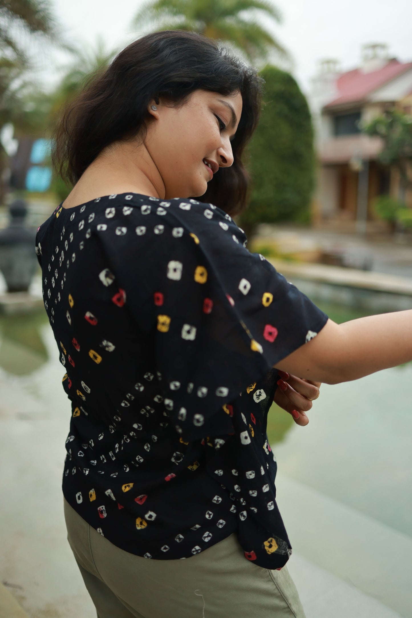 Black Bandhani Kaftan Top