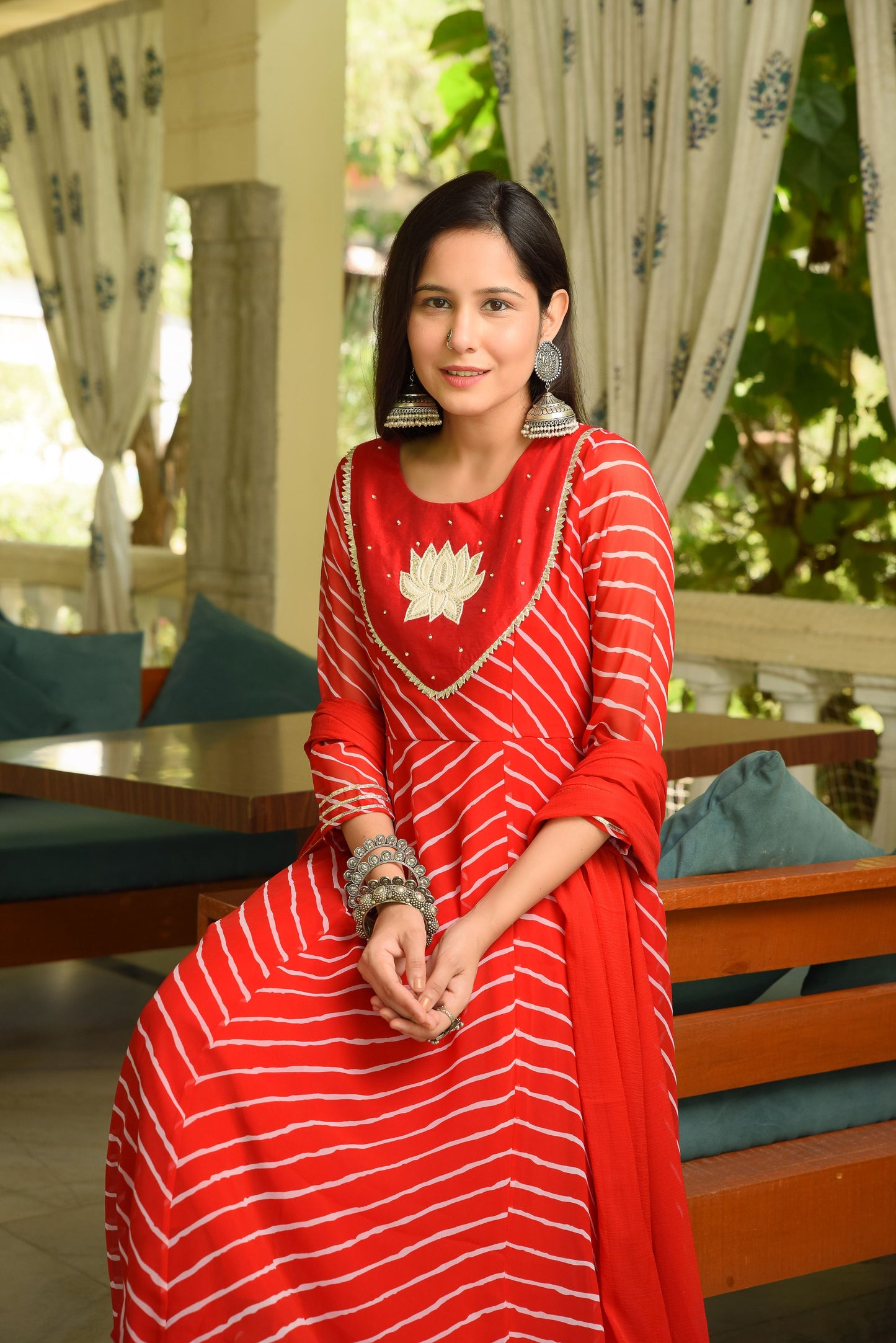 Red Lotus Leheriya Suit Set