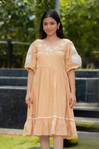 Eliza Beige Rose Dress