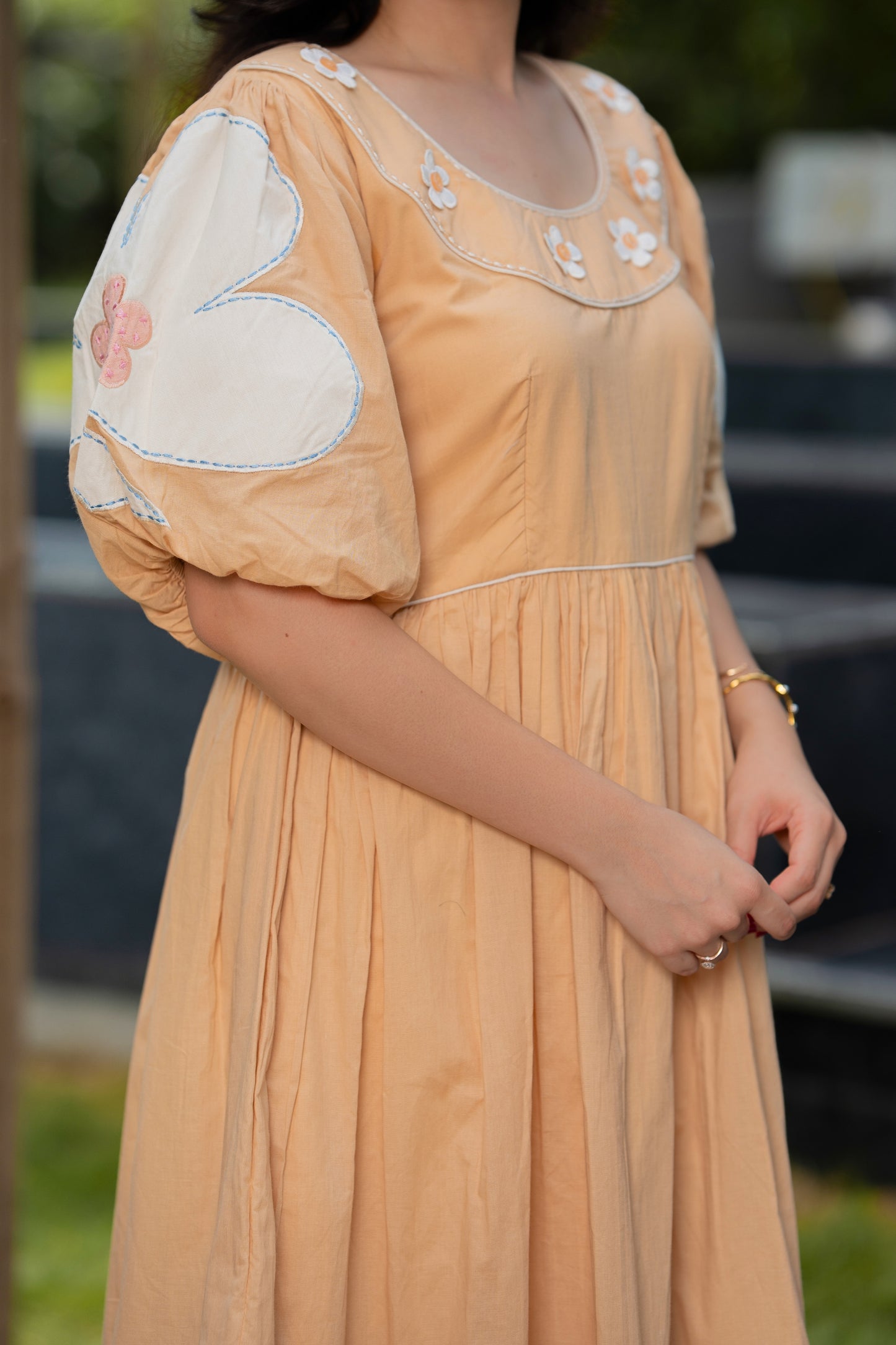 Eliza Beige Rose Dress