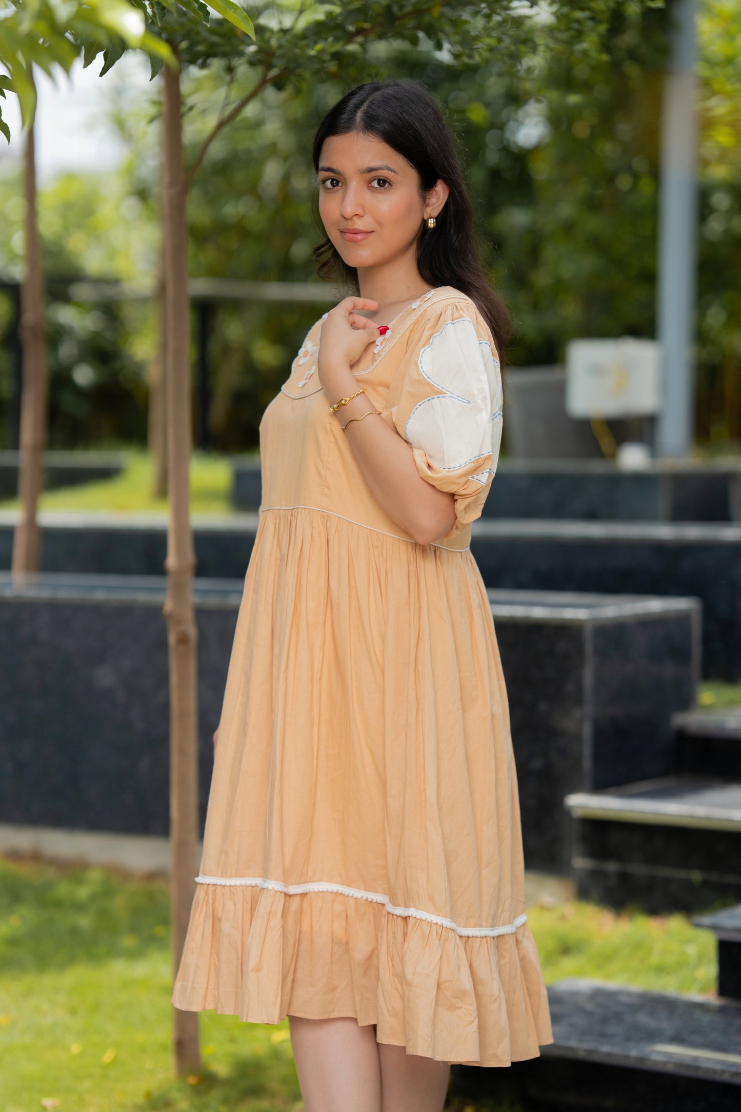 Eliza Beige Rose Dress