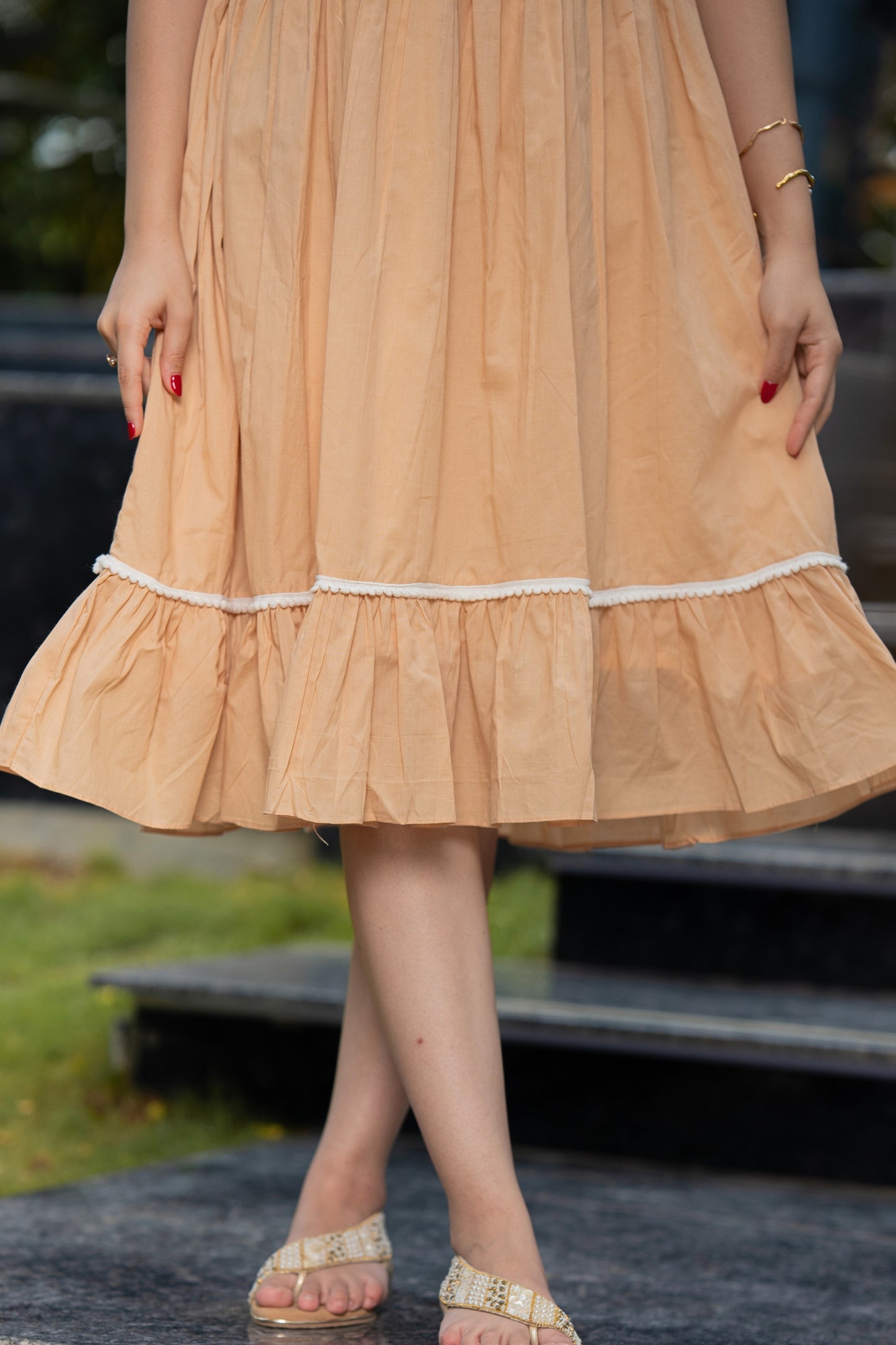 Eliza Beige Rose Dress