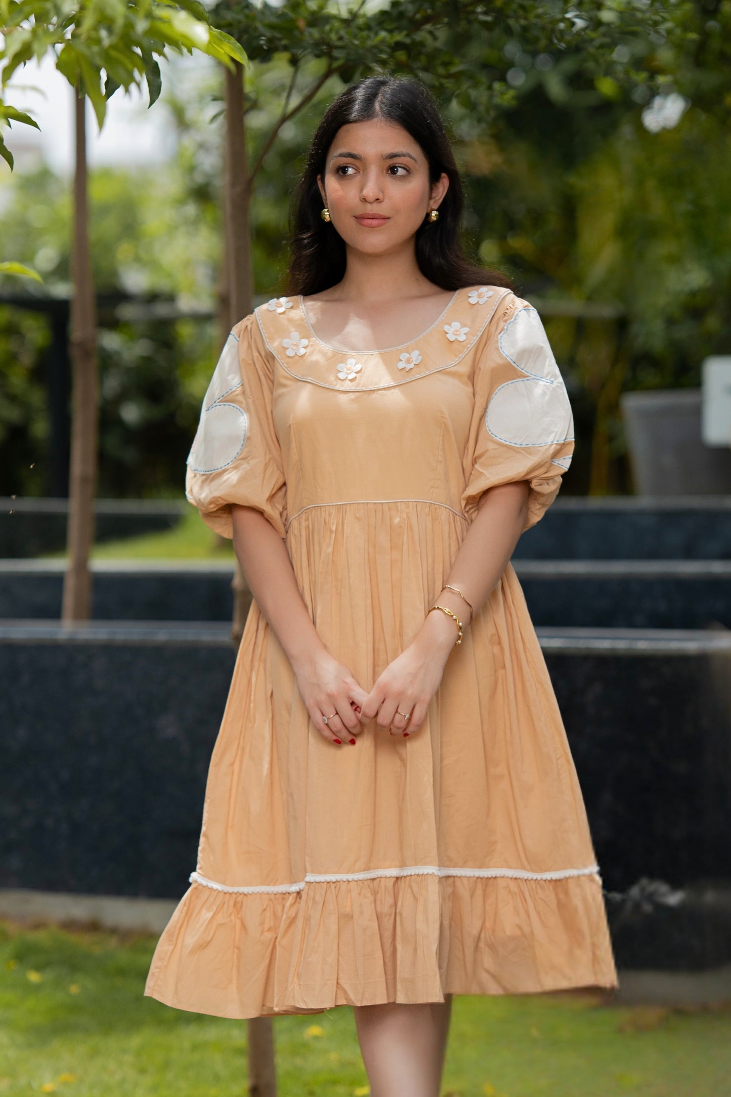 Eliza Beige Rose Dress