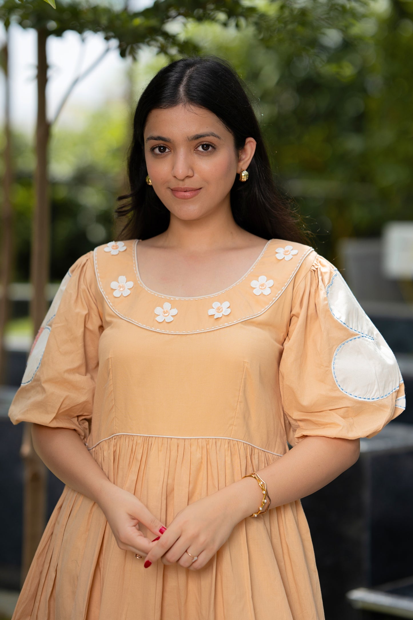 Eliza Beige Rose Dress