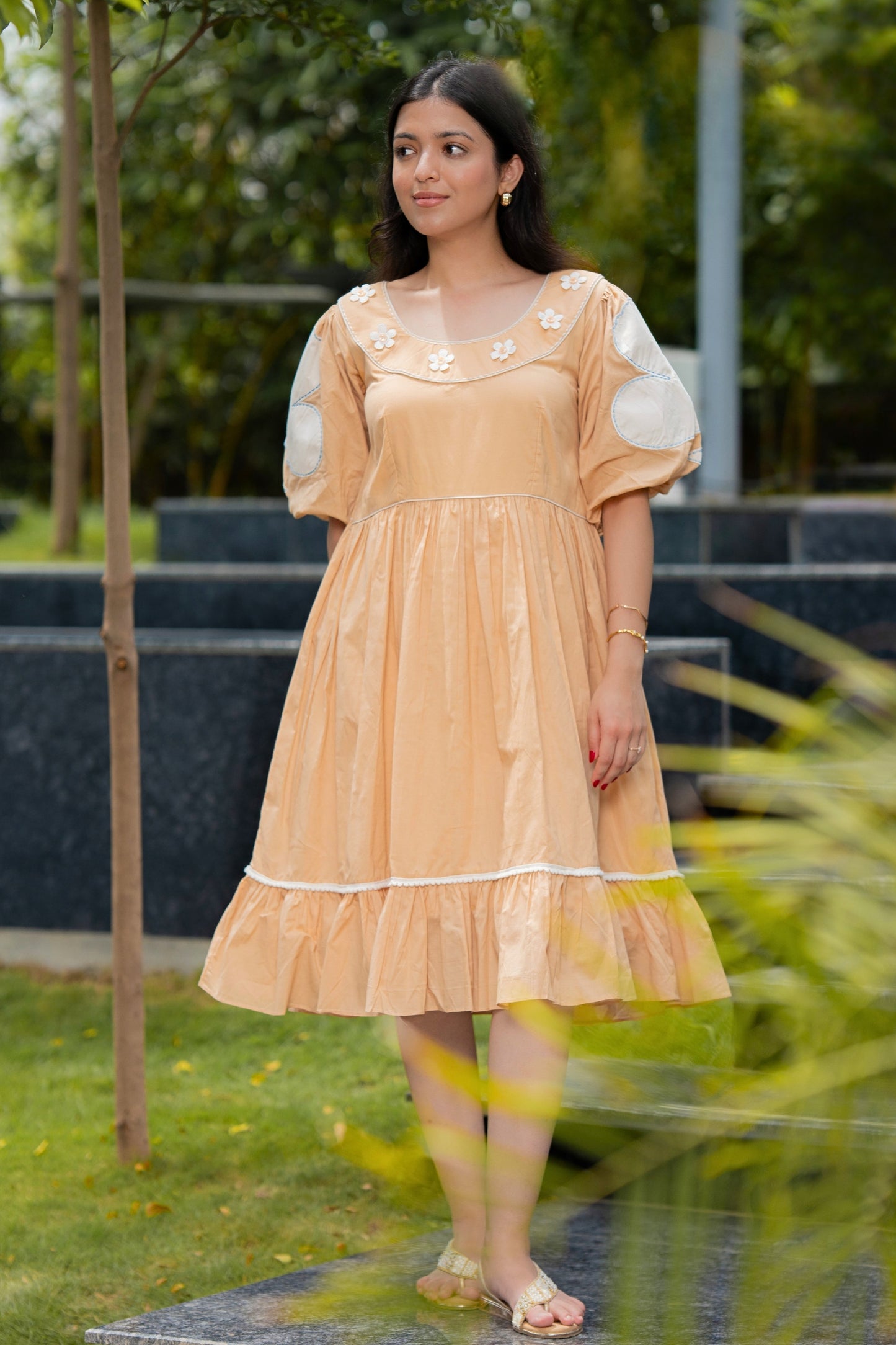 Eliza Beige Rose Dress