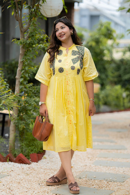 Fresh Lemon Mulmul Dress