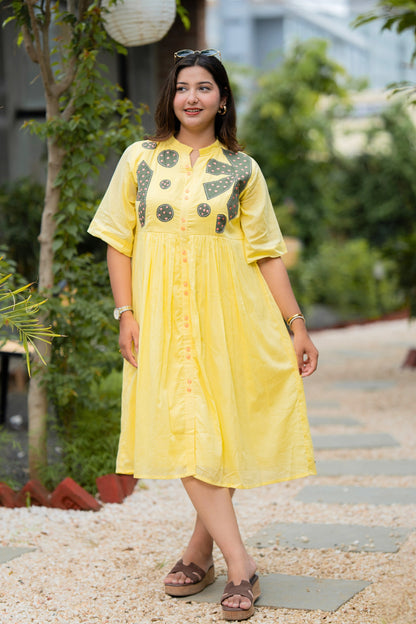 Fresh Lemon Mulmul Dress