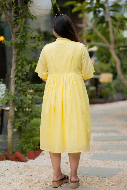 Fresh Lemon Mulmul Dress