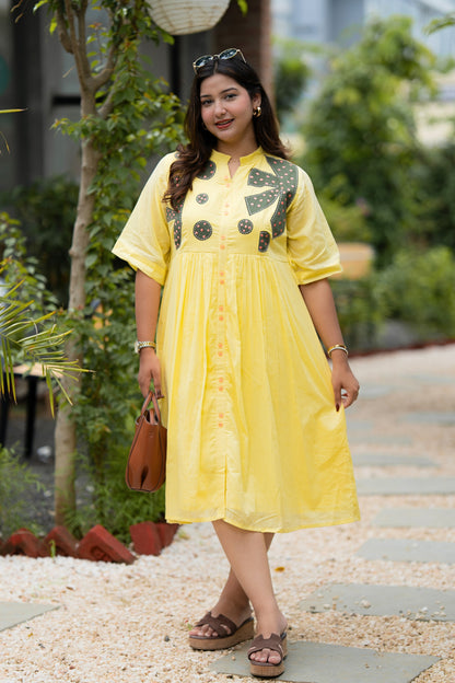Fresh Lemon Mulmul Dress