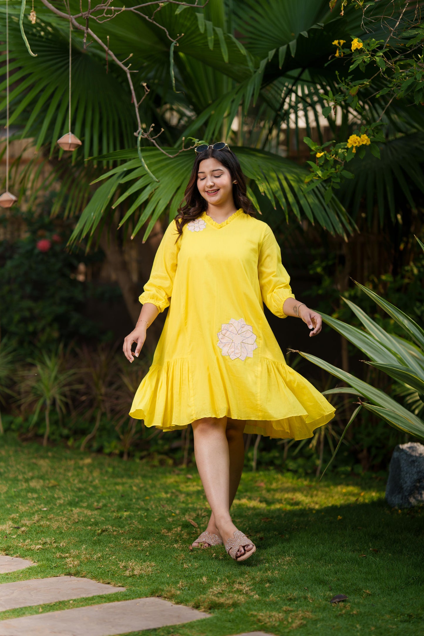 Vibrant Yellow Mulmul Dress