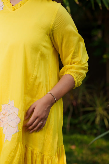 Vibrant Yellow Mulmul Dress