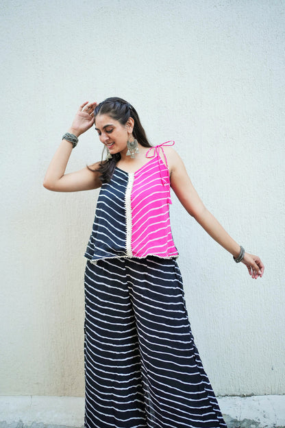 Pink Black Leheriya Tunic