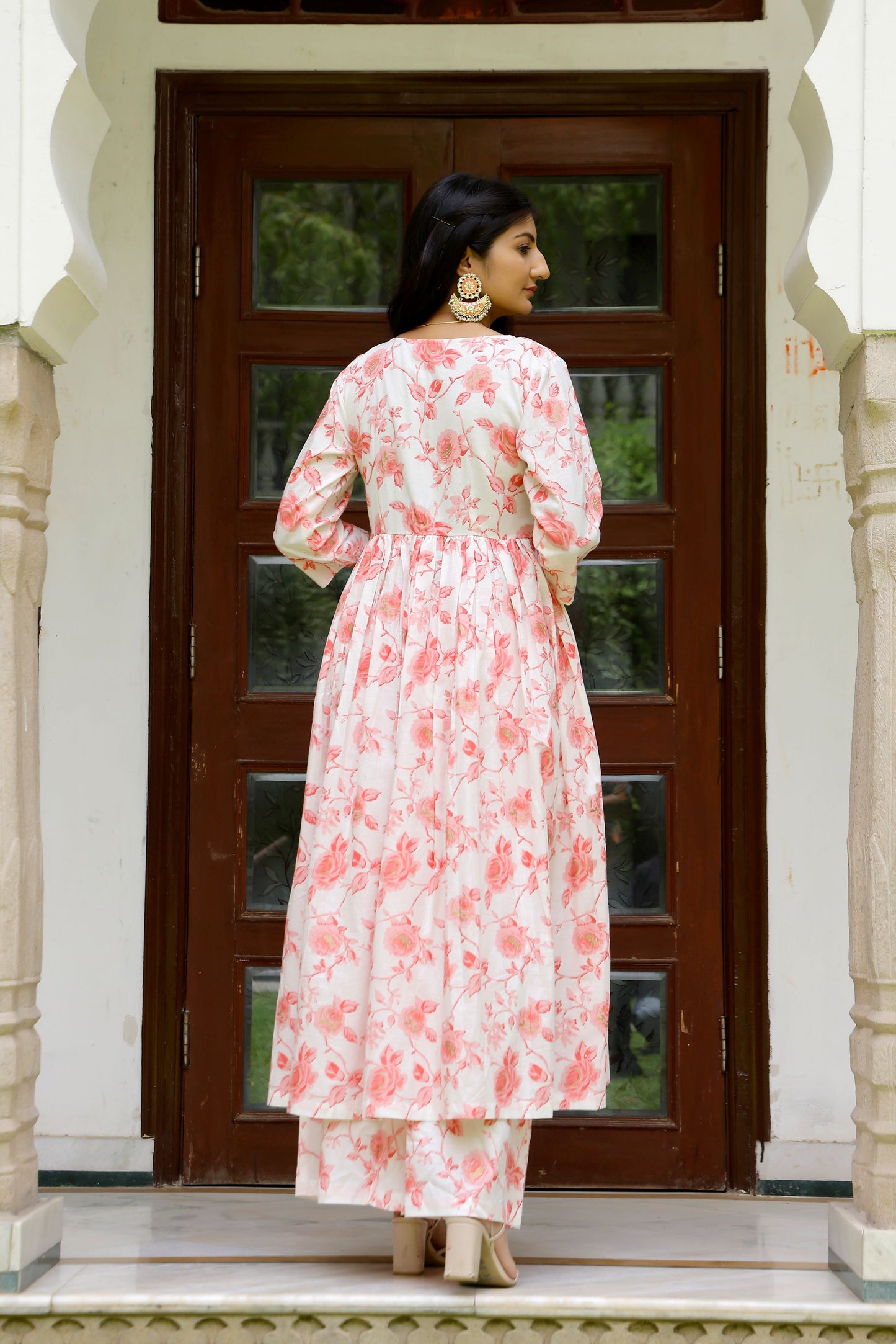 White Floral Kurta Set