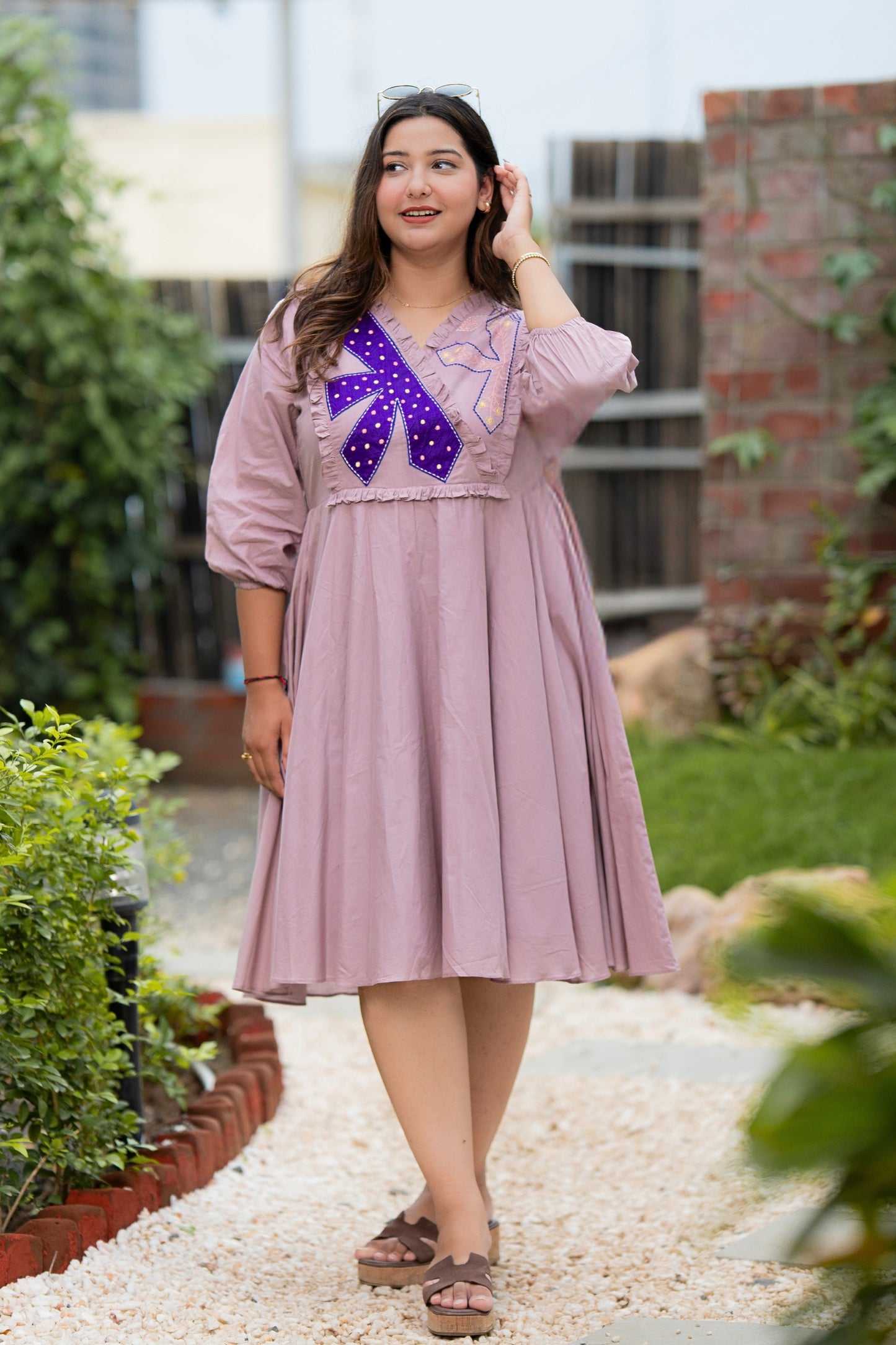 Pink Lavender Mulmul A-Line Dress