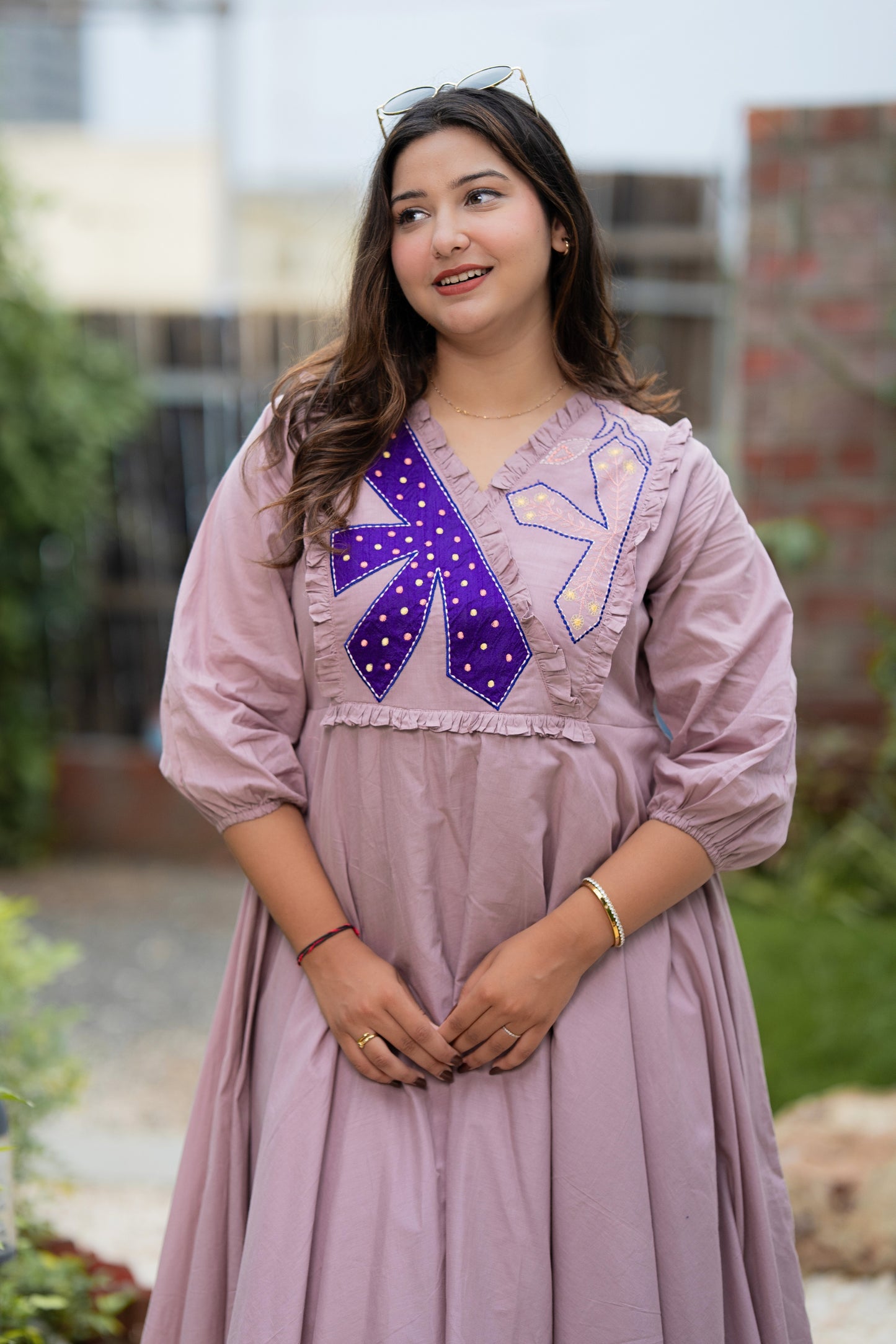 Pink Lavender Mulmul A-Line Dress