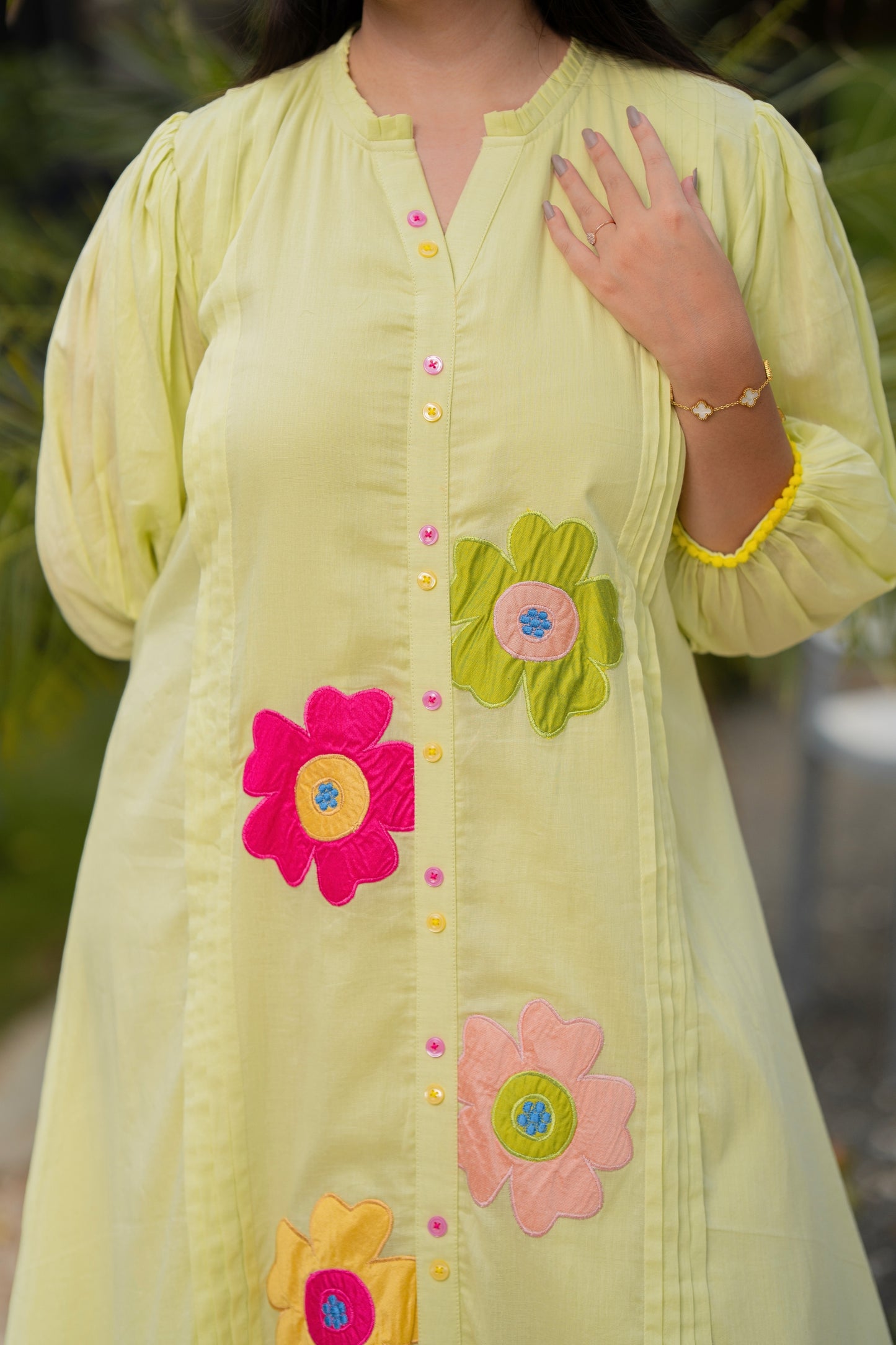 Mint Green Multi Flower Mulmul Dress