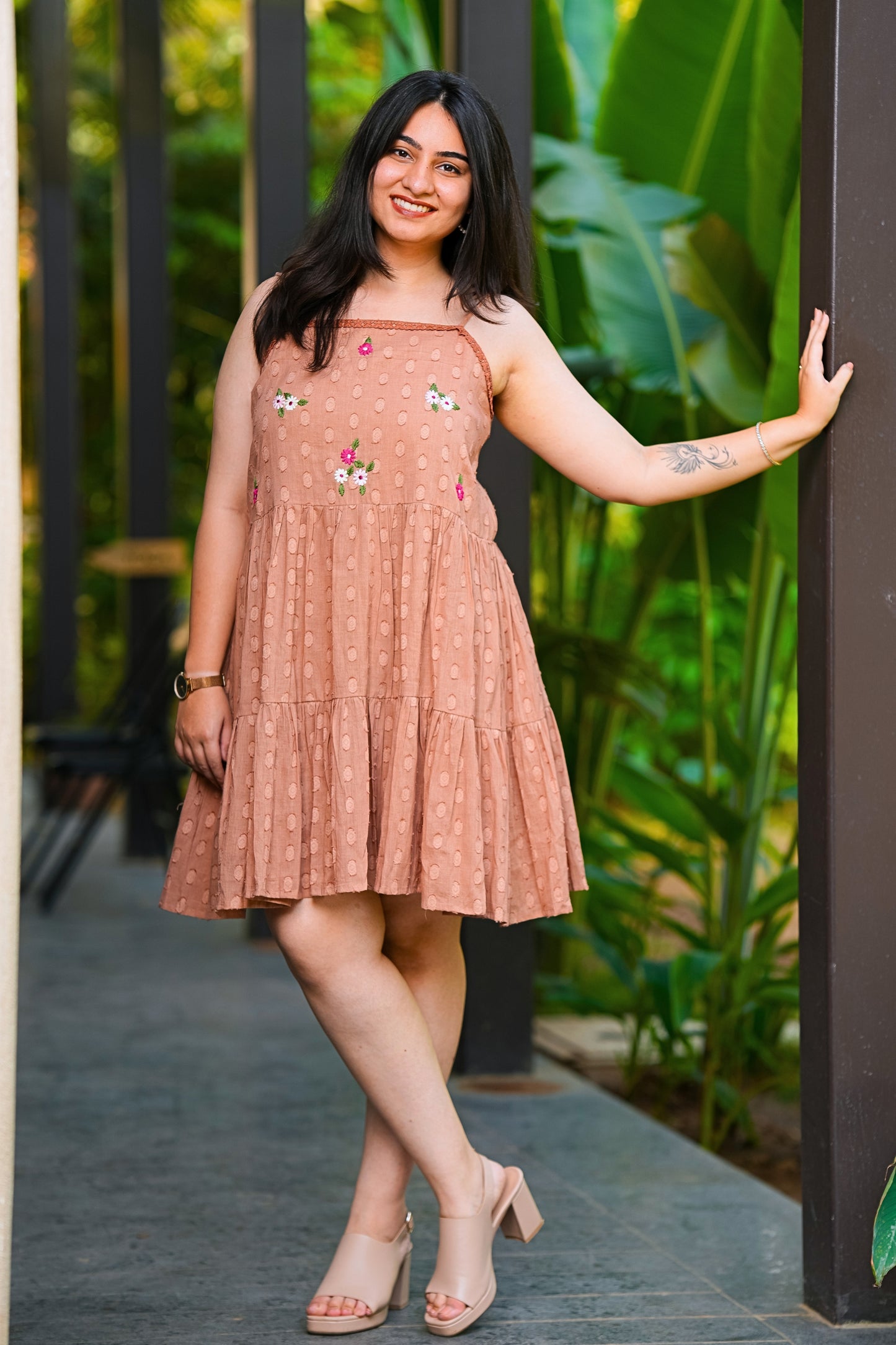 Earthy Cocoa Cotton Dress