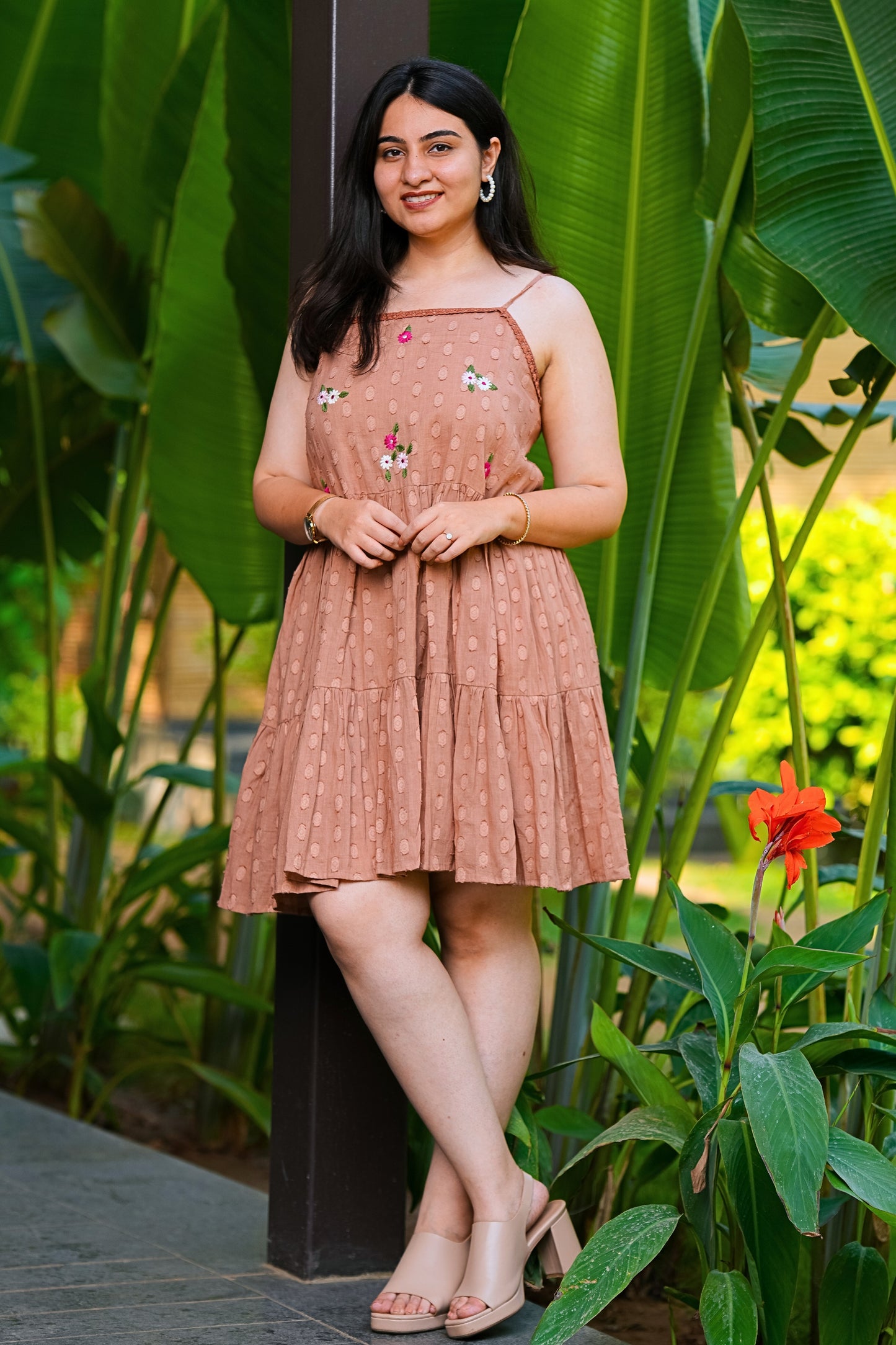 Earthy Cocoa Cotton Dress