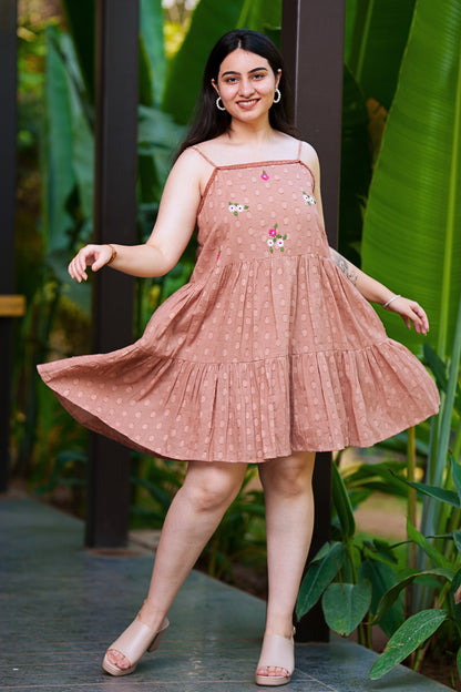 Earthy Cocoa Cotton Dress