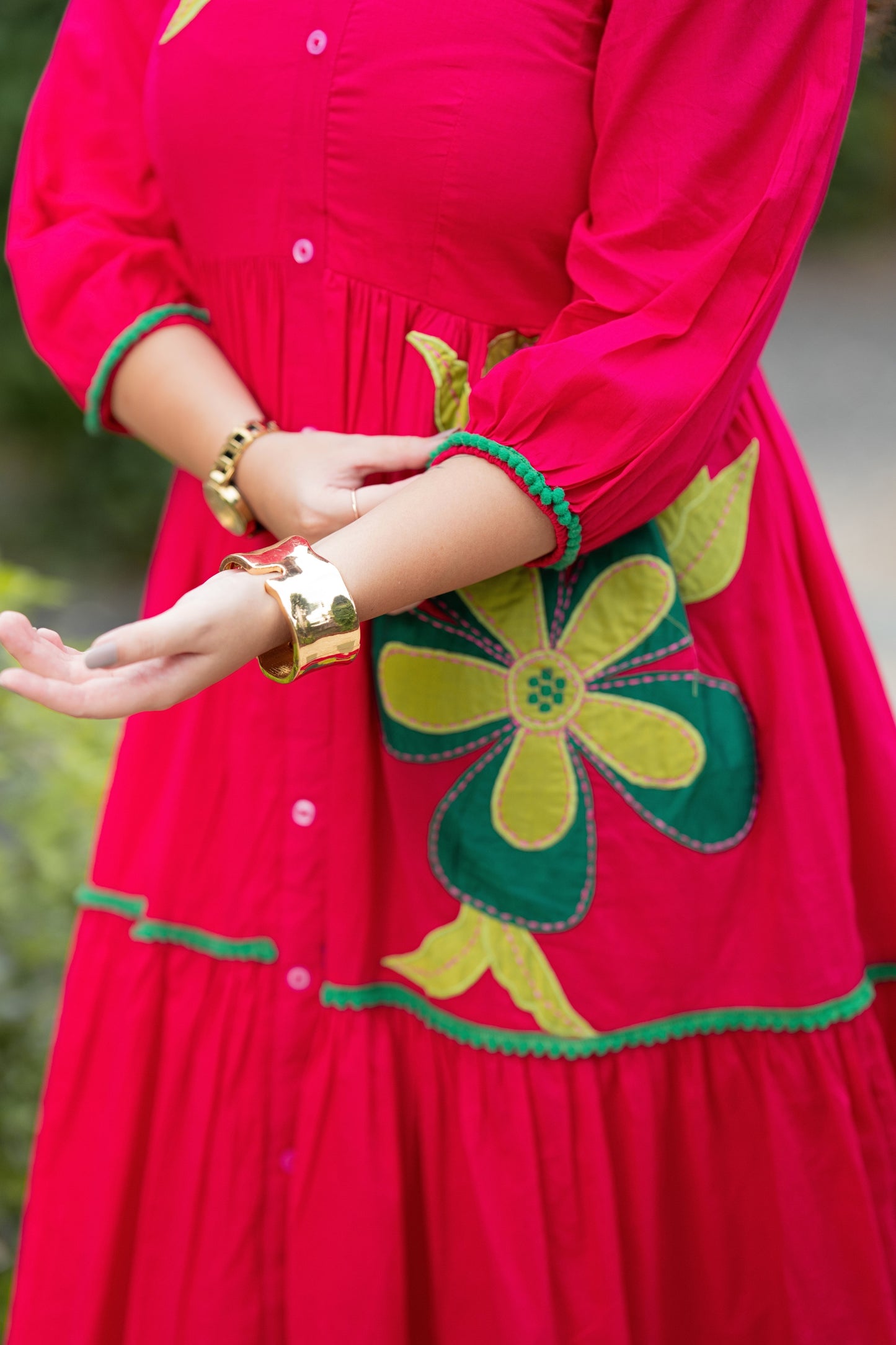 Queen Pink Mulmul Floral Dress