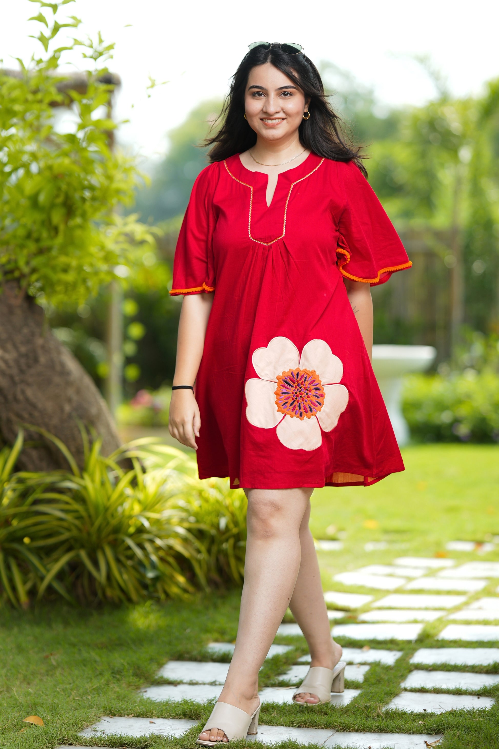 Red Mulmul Floral Dress L - Main Image