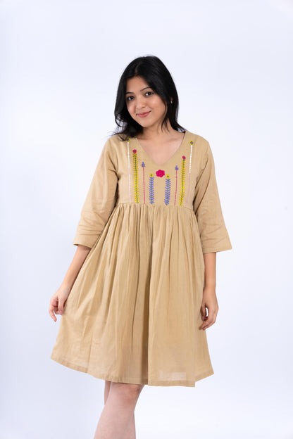 Beige Mulmul Dress