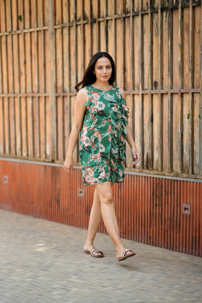 Green Lily Short Dress