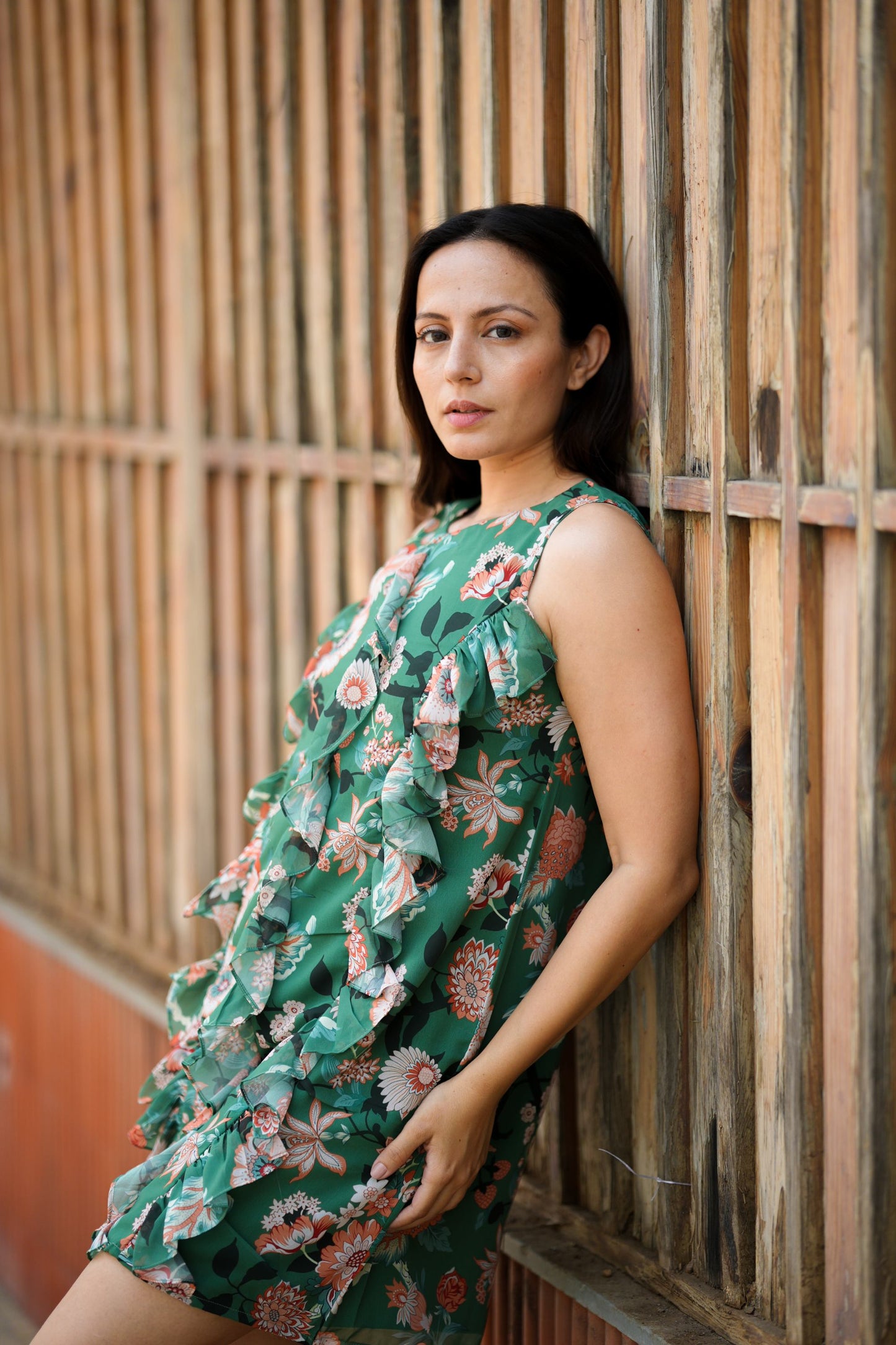Green Lily Short Dress