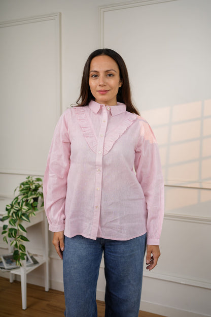 Pink Handloom Cotton Shirt