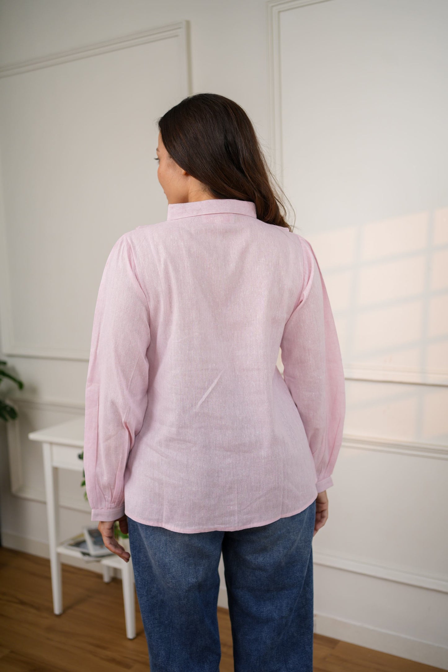 Pink Handloom Cotton Shirt