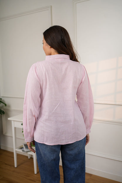 Pink Handloom Cotton Shirt