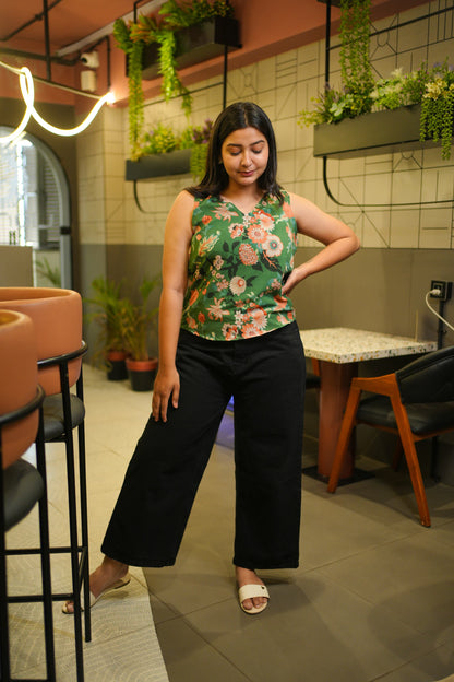 Green Lily Sleeveless Top