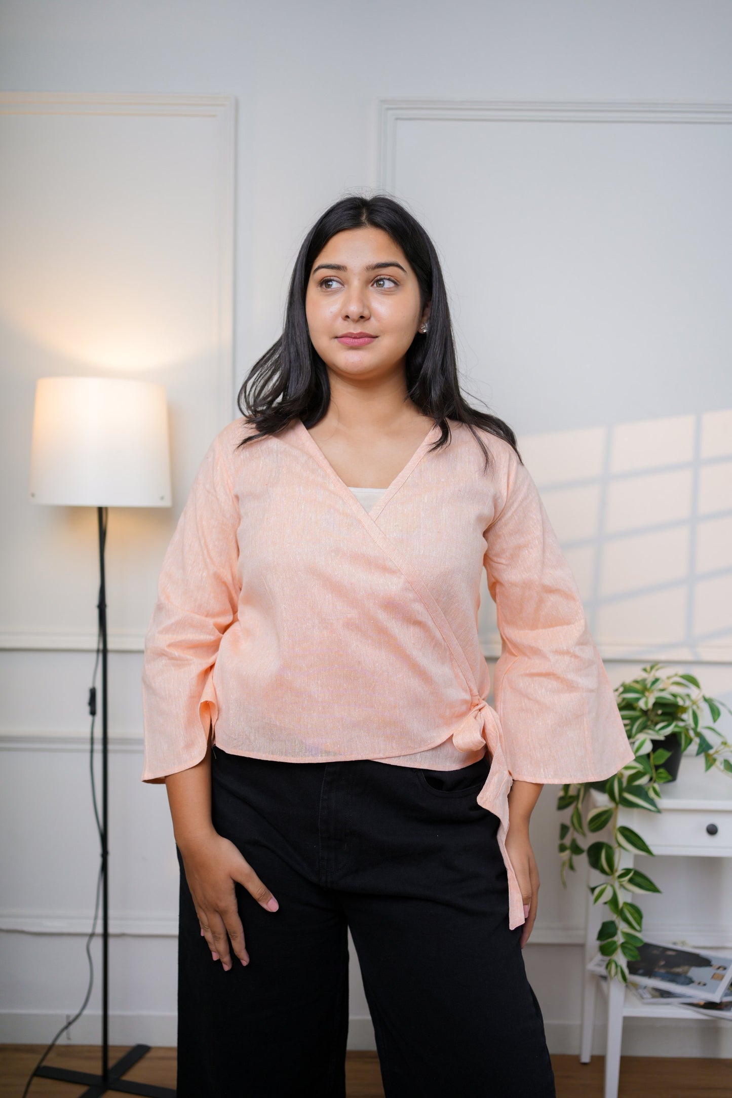 Peach Wrap Cotton Top